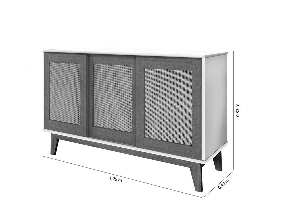 Buffet Detroit 3 Portas Branco / Madeira - Tebarrot
