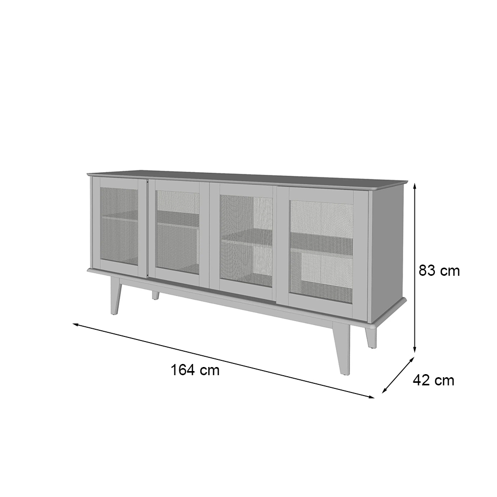 Buffet Detroit 4 PT Branco e Madeira
