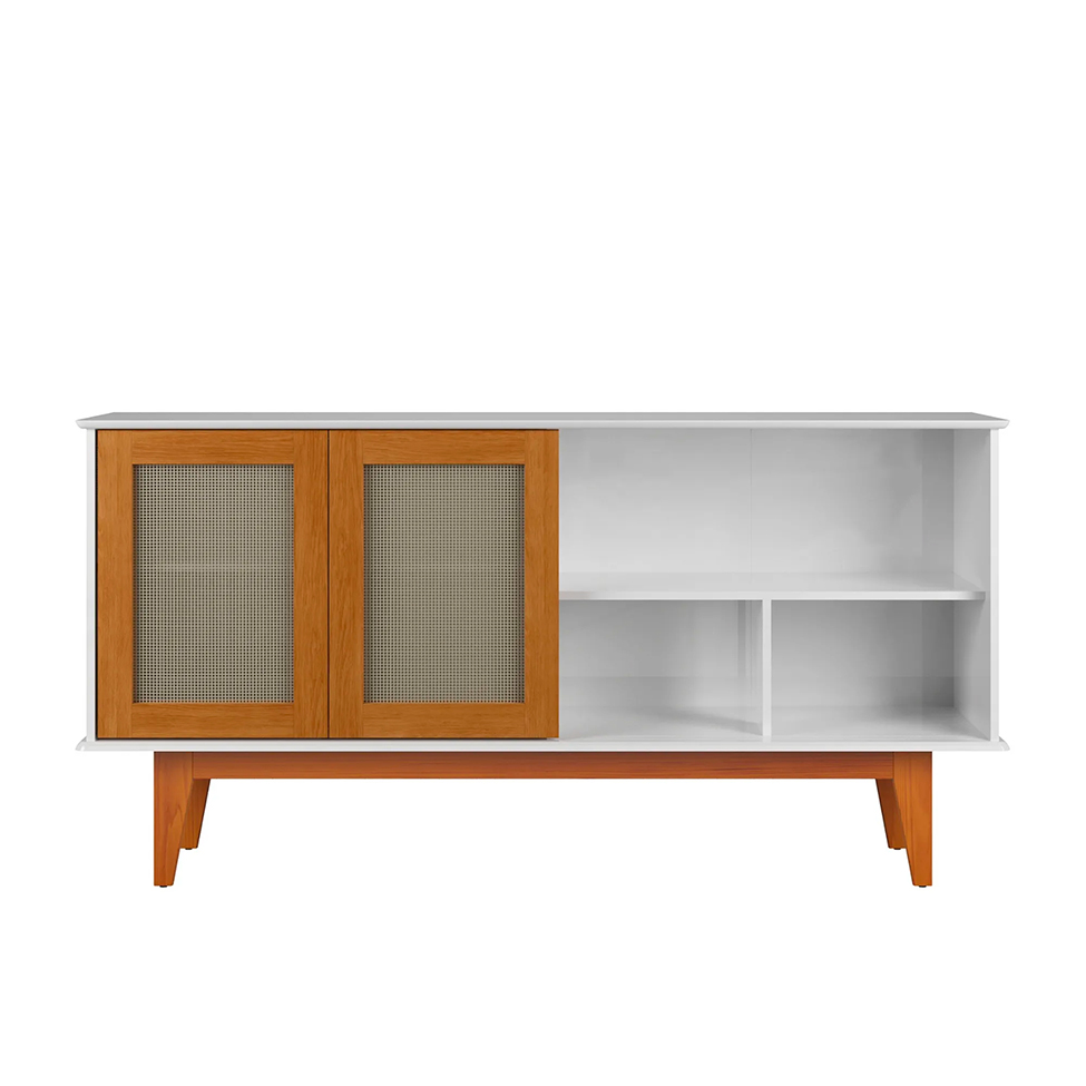 Buffet Detroit 4 PT Branco e Madeira