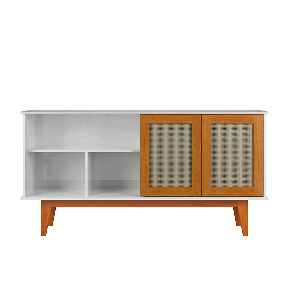 Buffet Detroit 4 PT Branco e Madeira