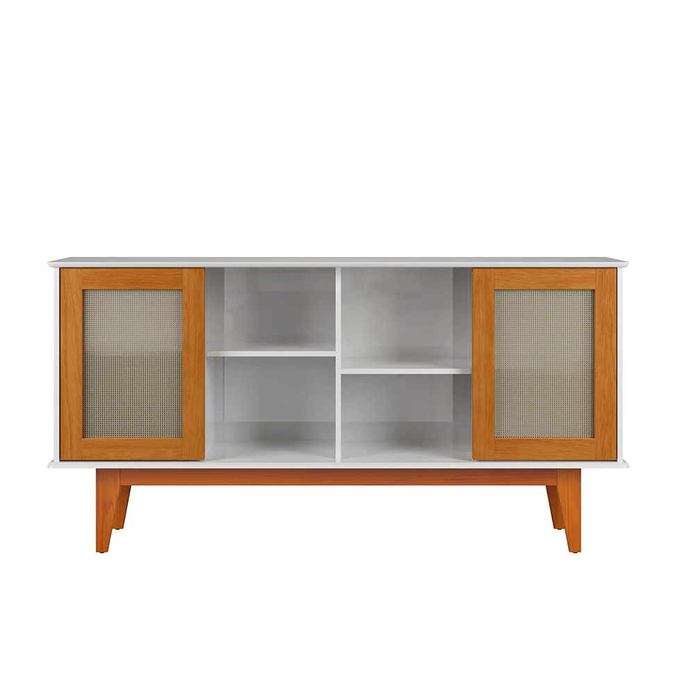 Buffet Detroit 4 PT Branco e Madeira