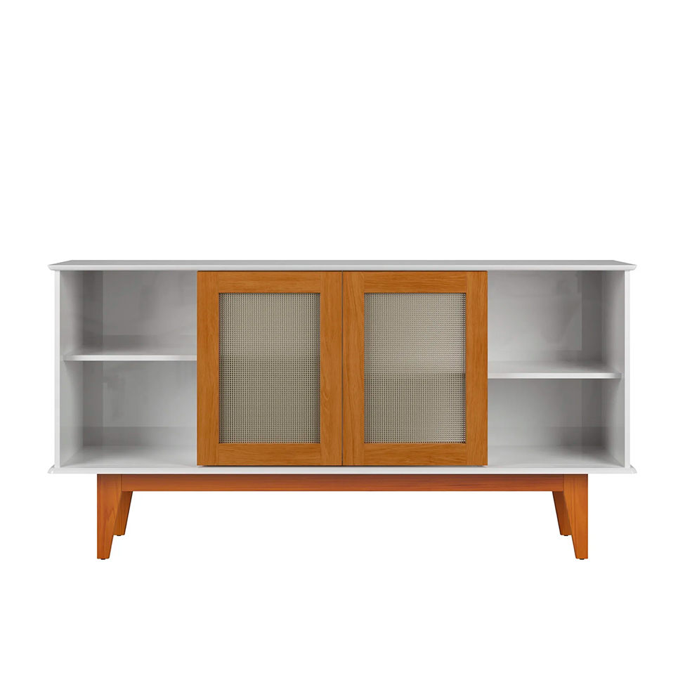 Buffet Detroit 4 PT Branco e Madeira