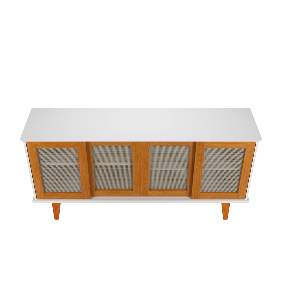 Buffet Detroit 4 PT Branco e Madeira