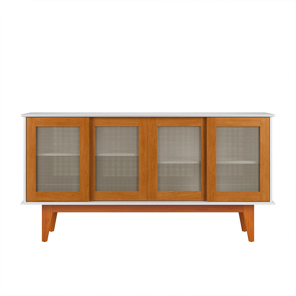 Buffet Detroit 4 PT Branco e Madeira
