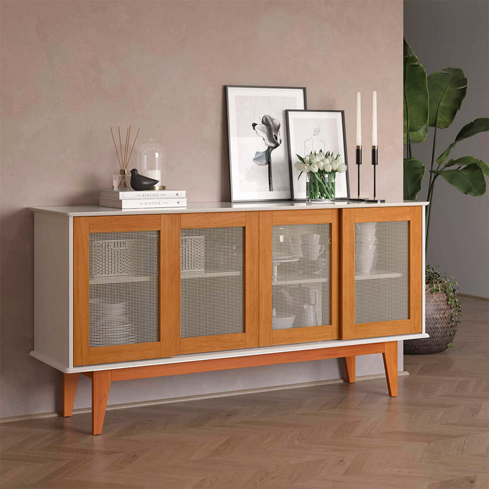 Buffet Detroit 4 PT Off White e Madeira