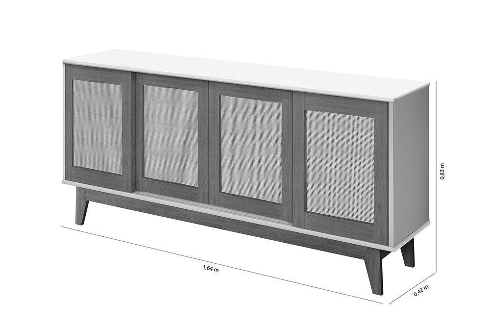 Buffet Detroit 4 Portas Off White / Madeira - Tebarrot