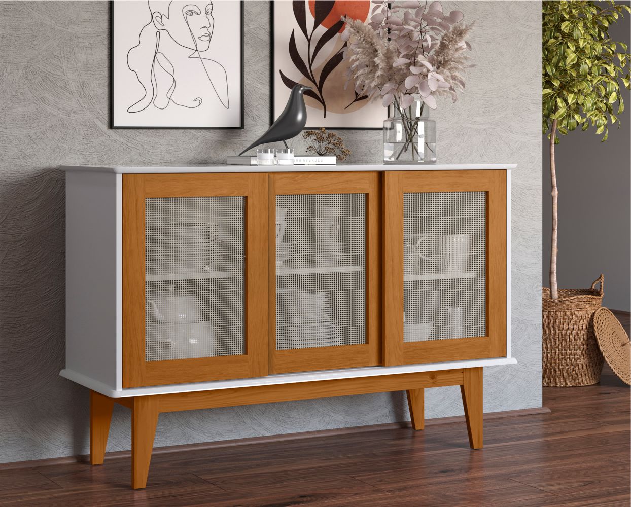 Buffet Valencia com 3 Portas Branco Nature