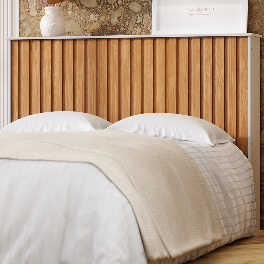 Cabeceira Casal Detroit Ripado 144 cm Off White Nature Tebar