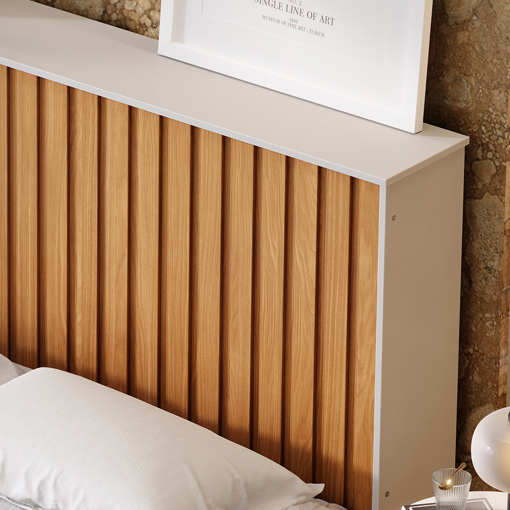 Cabeceira Casal Detroit Ripado 144 cm Off White Nature Tebar