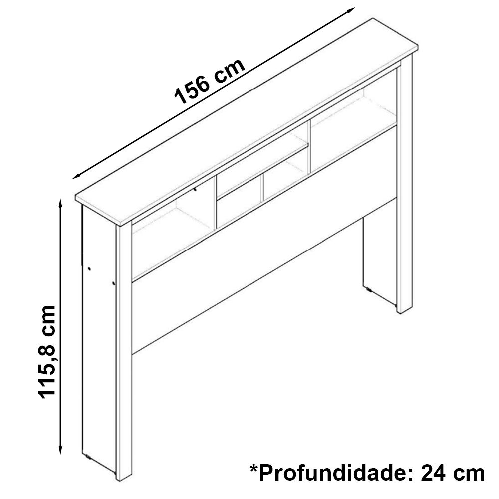 Cabeceira Para Box Casal 140cm Com Nichos 131 Nature Tebar