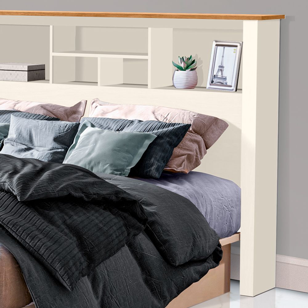 Cabeceira Para Box Casal 140cm Com Nichos 131 Off White Nature Tebar