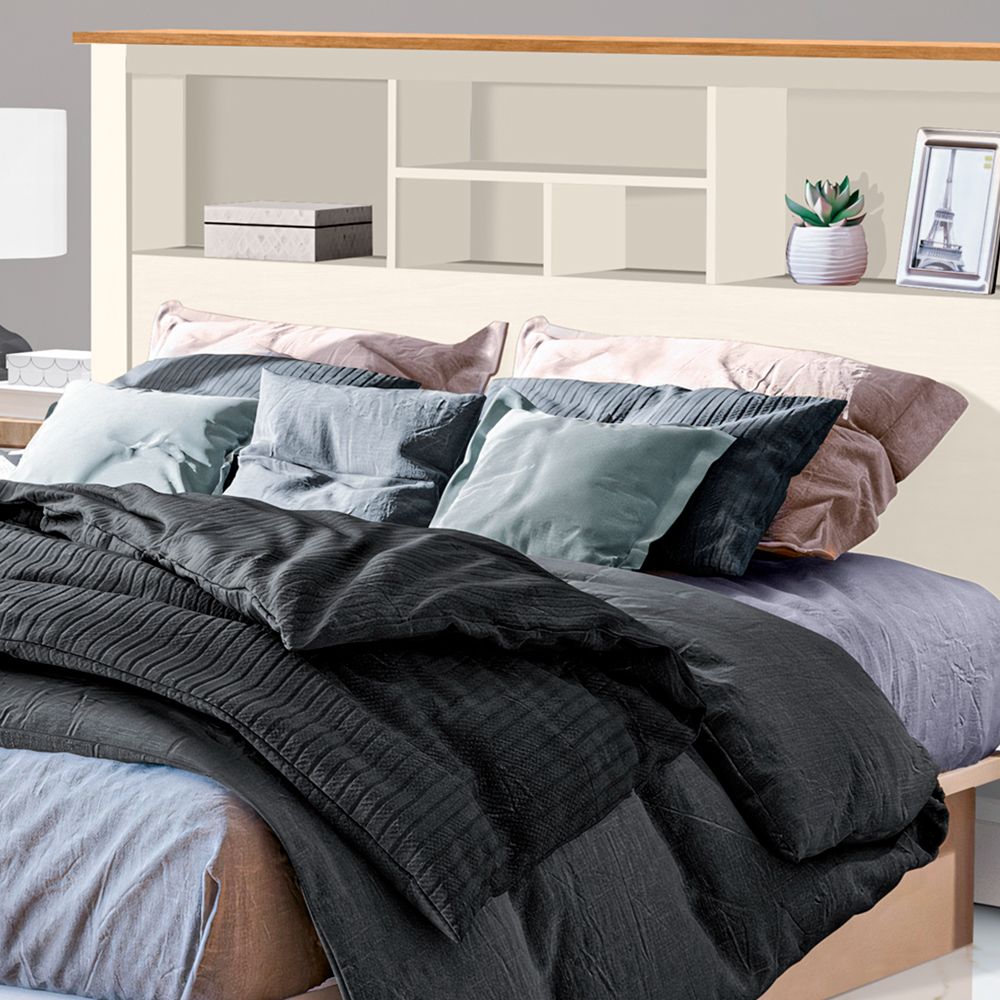Cabeceira Para Box Casal 140cm Com Nichos 131 Off White Nature Tebar