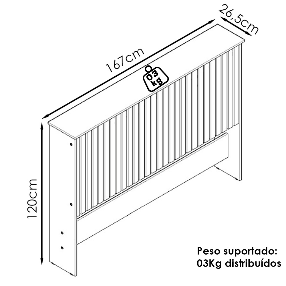 Cabeceira Queen Detroit Ripado 167 cm Nature Tebar