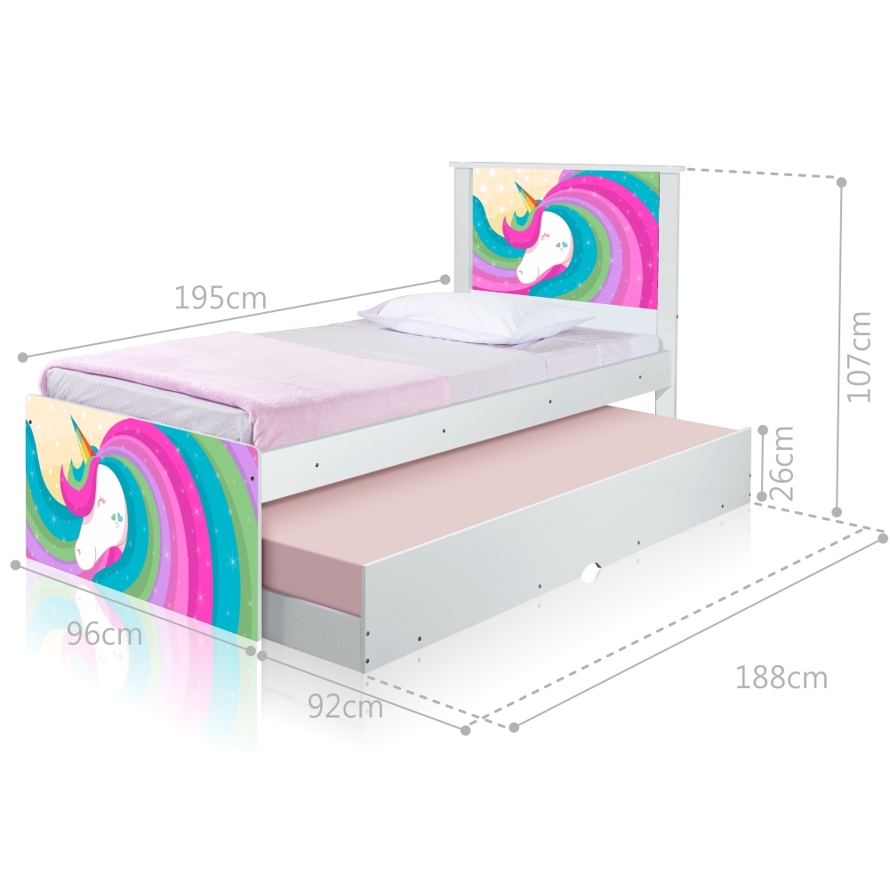 Cama Arco Íris Unicórnio com Auxiliar e Colchões