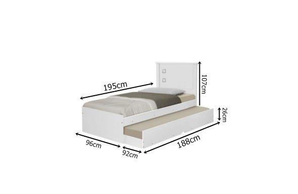 Cama Bibox Solteiro Barcelona Branco / Preto Com Dois Colchões - Tebarrot