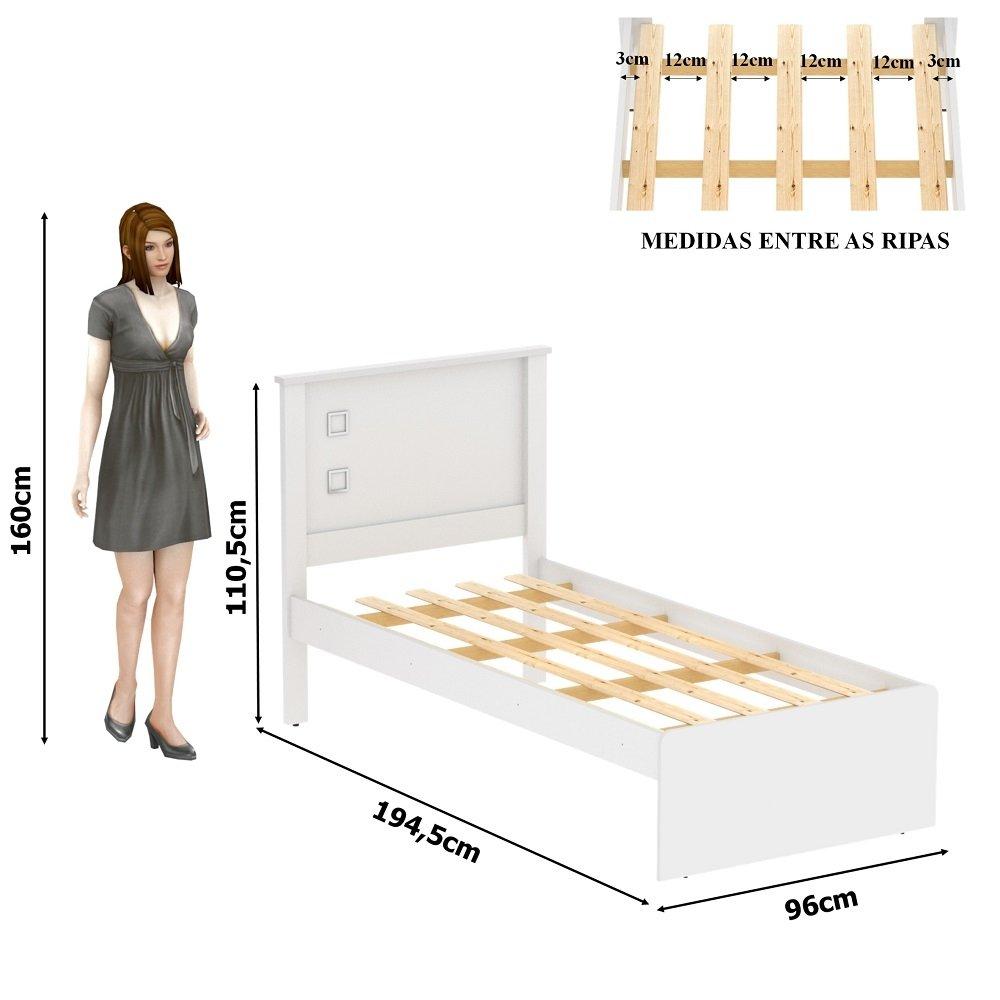 Cama Bibox Solteiro Barcelona Branco / Preto Com Dois Colchões - Tebarrot