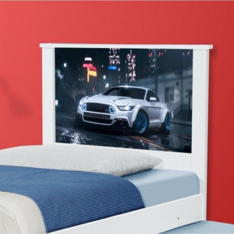 Cama Bibox Solteiro Carro Branco Potente com Colchões
