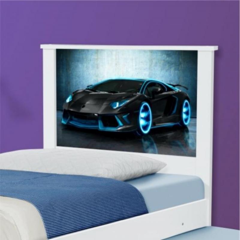 Cama Bibox Solteiro Carro Raio Azul com Colchões