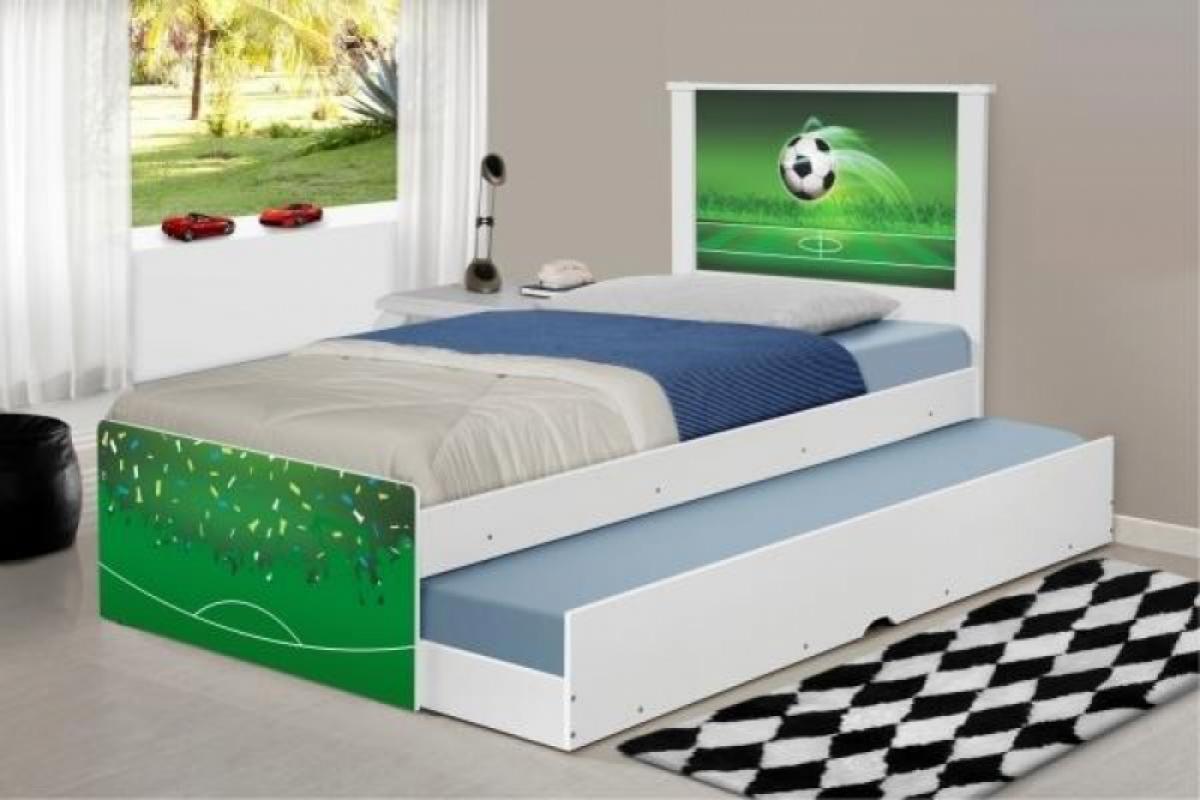 Cama Bicama Juvenil Adesivada Copa Futebol com Colchões