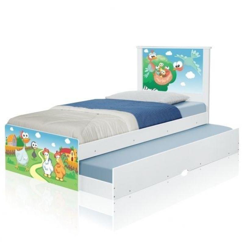 Cama Bicama Juvenil Adesivada Fazendinha com Colchões