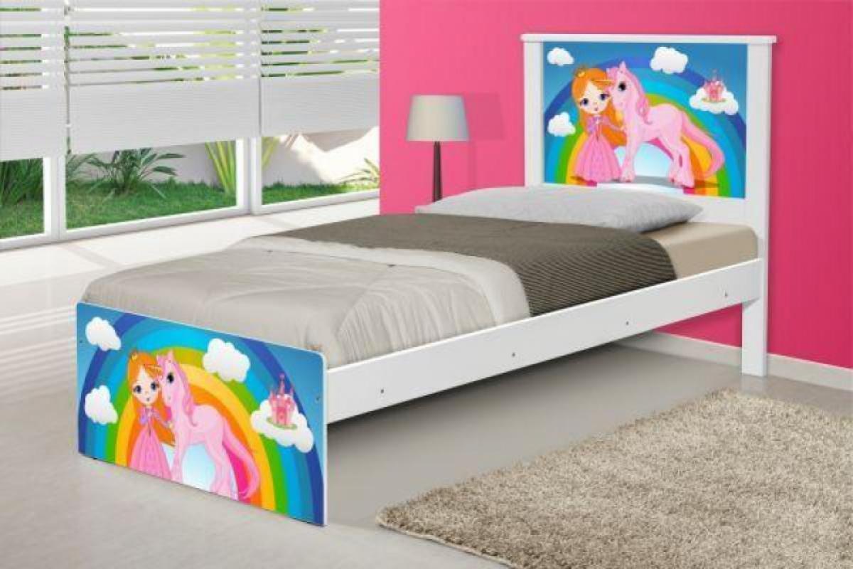 Cama Juvenil Barcelona Princesa e Unicórnio com Colchão