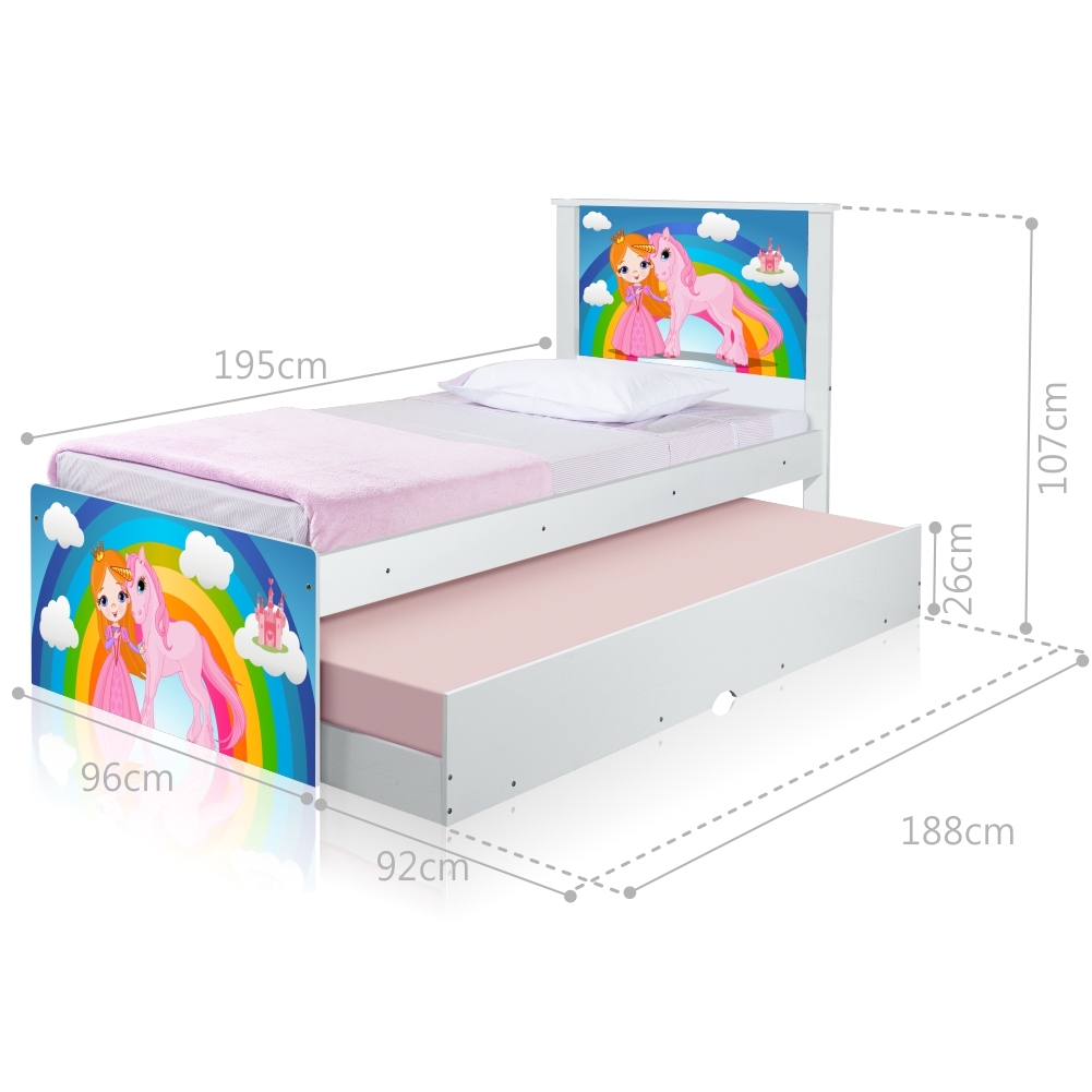 Cama Princesa e Unicórnio com Auxiliar e Colchões