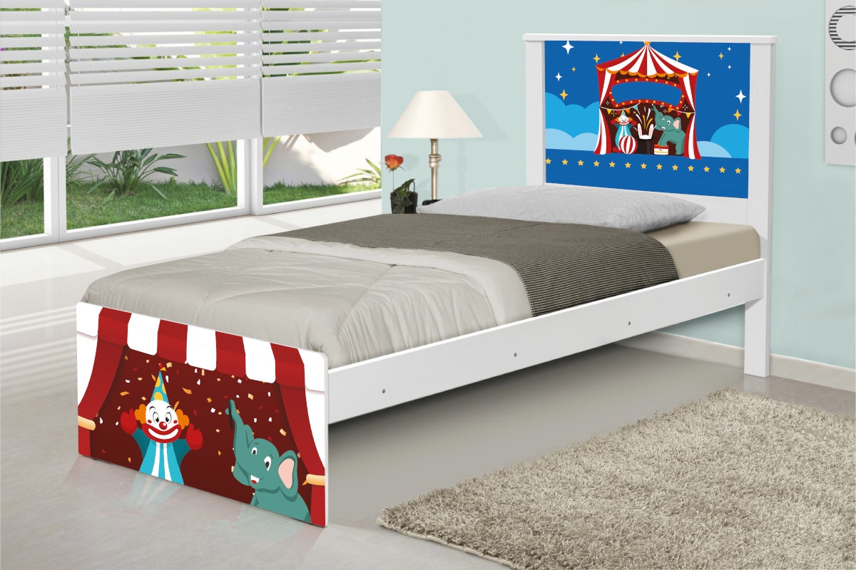 Cama Solteiro Adesivada Circo