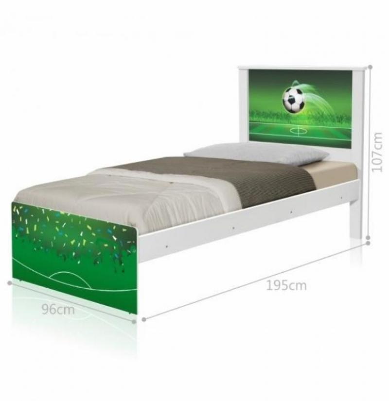 Cama Solteiro Adesivada Copa Futebol com Colchão