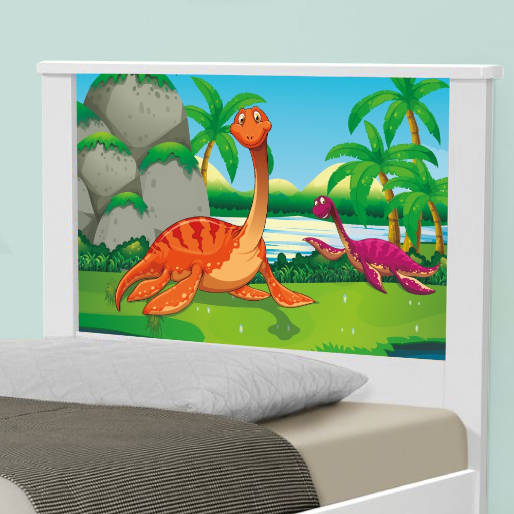 Cama Solteiro Adesivada Dinossauros no Lago com Colchão