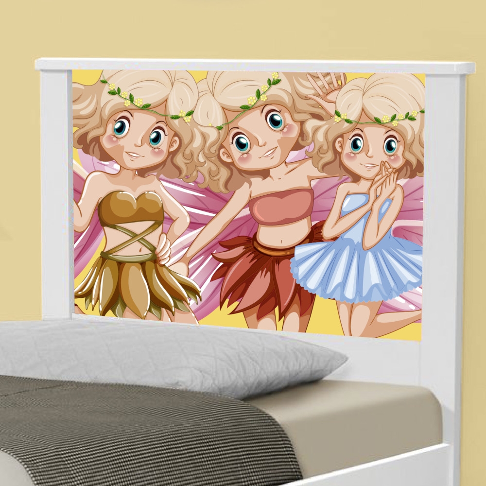 Cama Solteiro Adesivada Fadinhas Coloridas com Colchão