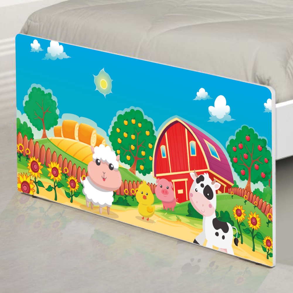 Cama Solteiro Adesivada Fazendinha Colorida com Colchão