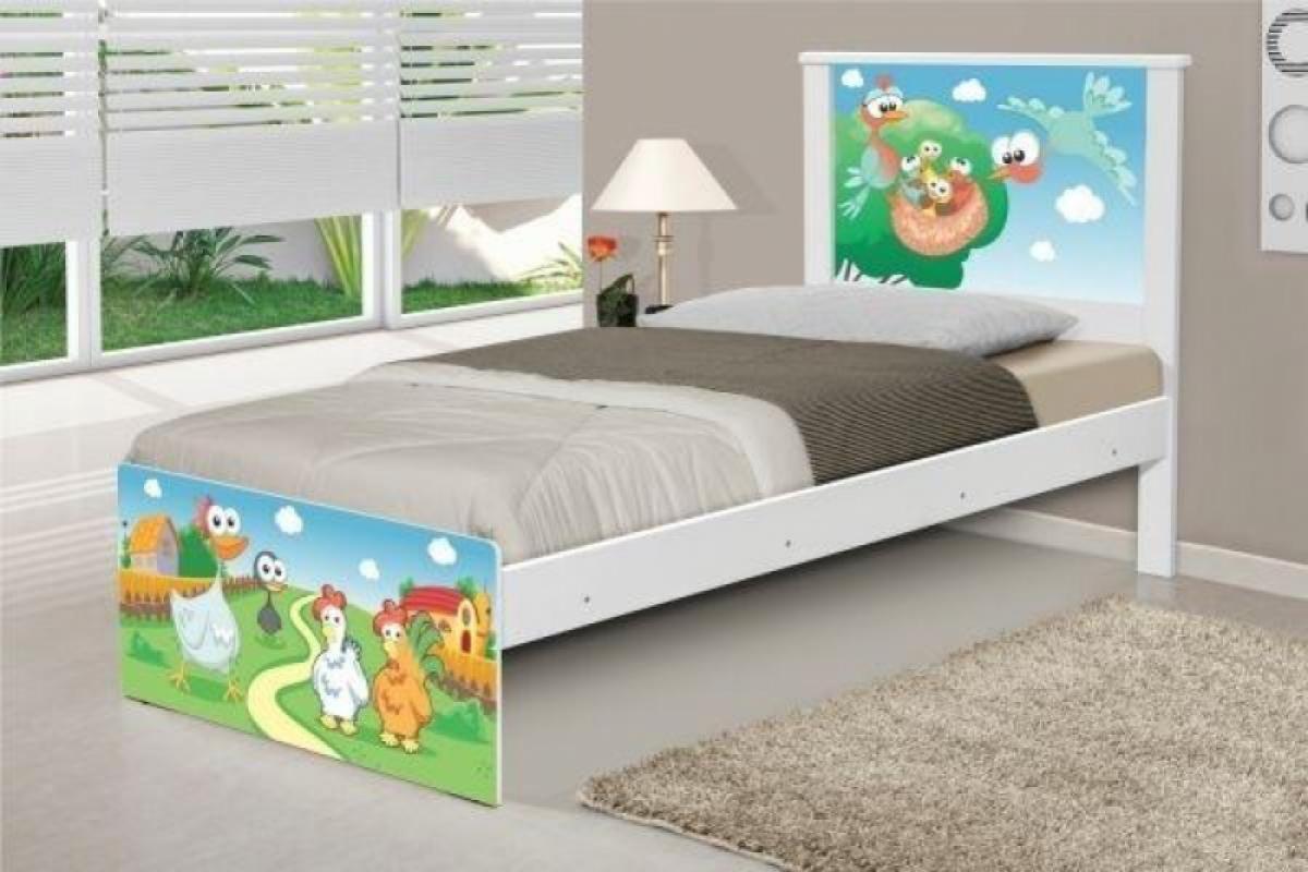 Cama Solteiro Adesivada Fazendinha com Colchão