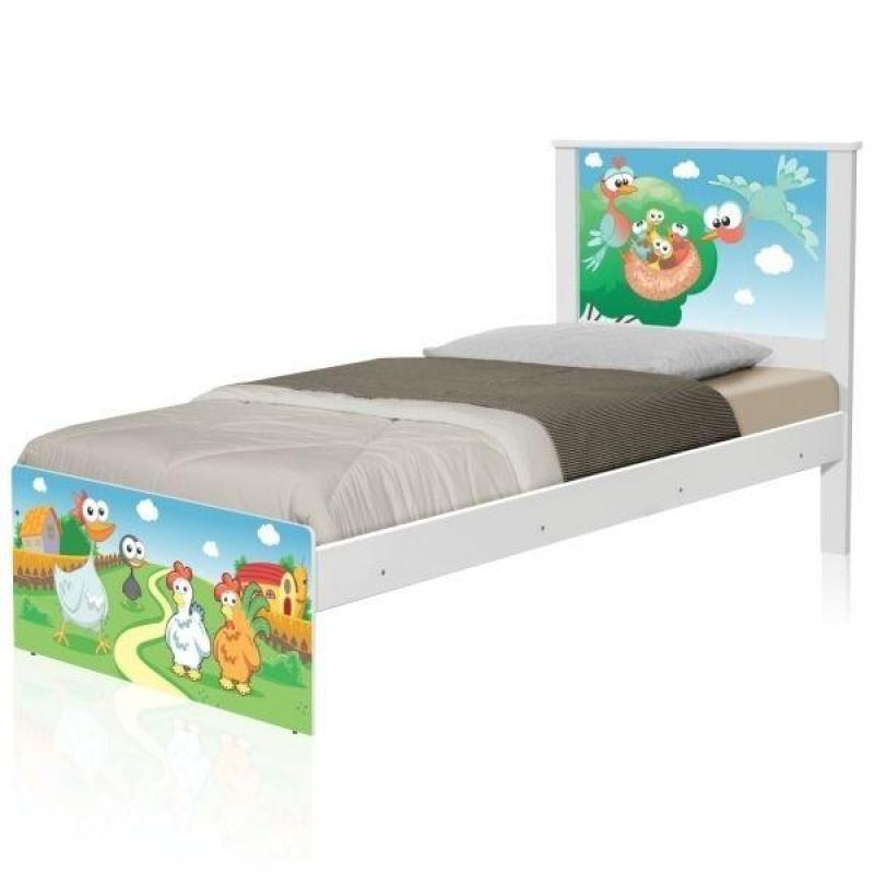 Cama Solteiro Adesivada Fazendinha com Colchão