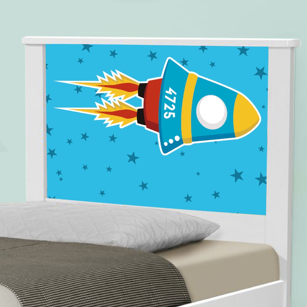 Cama Solteiro Adesivada Foguete Espacial com Colchão