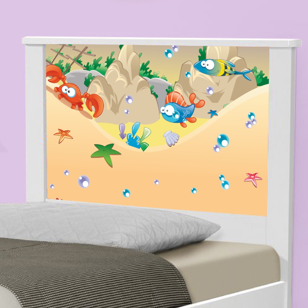 Cama Solteiro Adesivada Fundo do Mar Feliz com Colchão