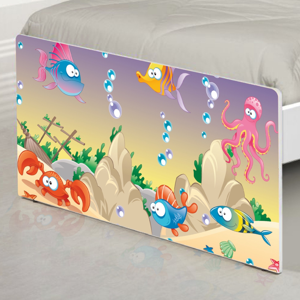 Cama Solteiro Adesivada Fundo do Mar Feliz com Colchão