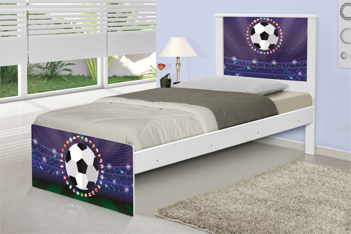 Cama Solteiro Adesivada Futebol Estádio com Colchão