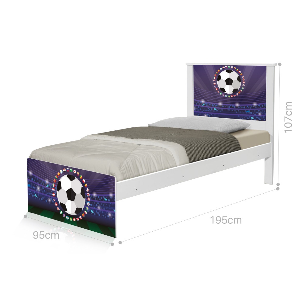 Cama Solteiro Adesivada Futebol Estádio com Colchão