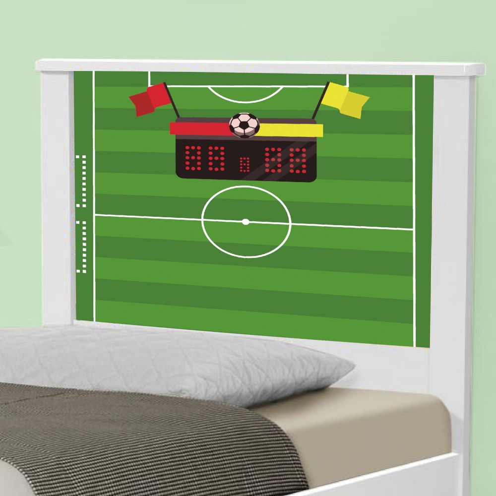 Cama Solteiro Adesivada Futebol Gramado com Colchão