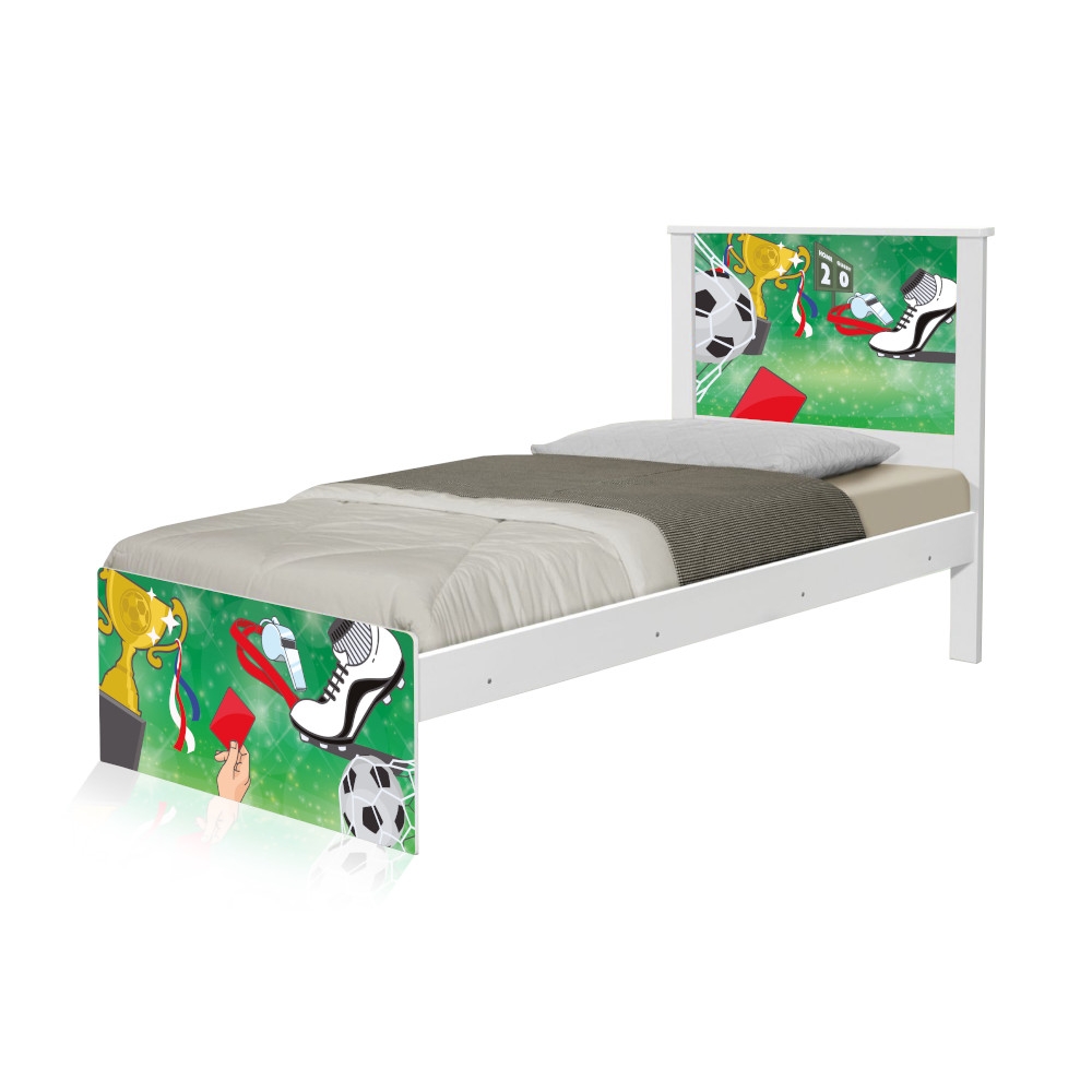 Cama Solteiro Adesivada Futebol Placar com Colchão