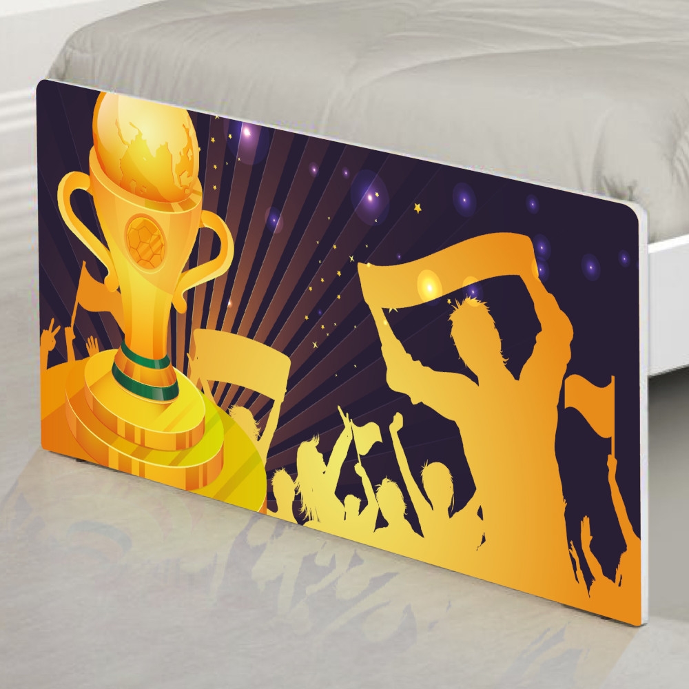 Cama Solteiro Adesivada Futebol Troféu com Colchão