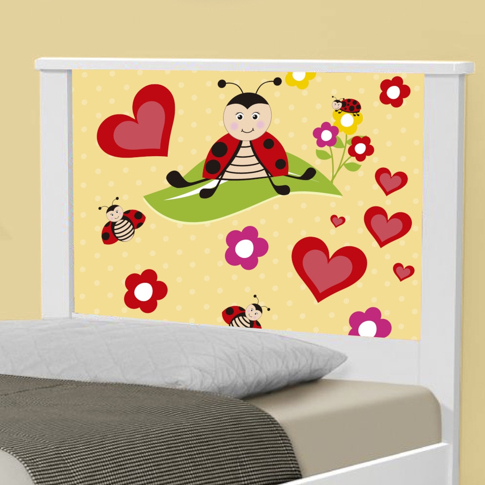 Cama Solteiro Adesivada Joaninha com Colchão