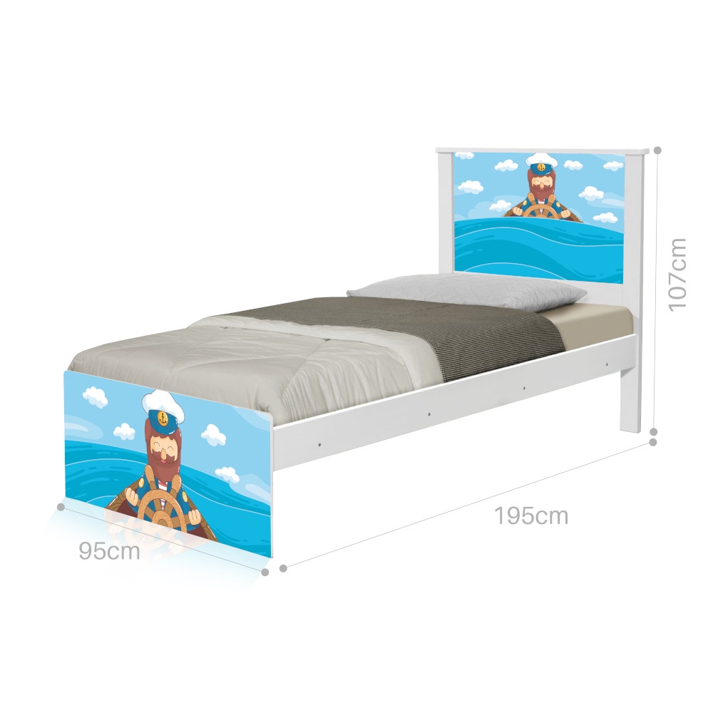Cama Solteiro Adesivada Marinheiro com Colchão