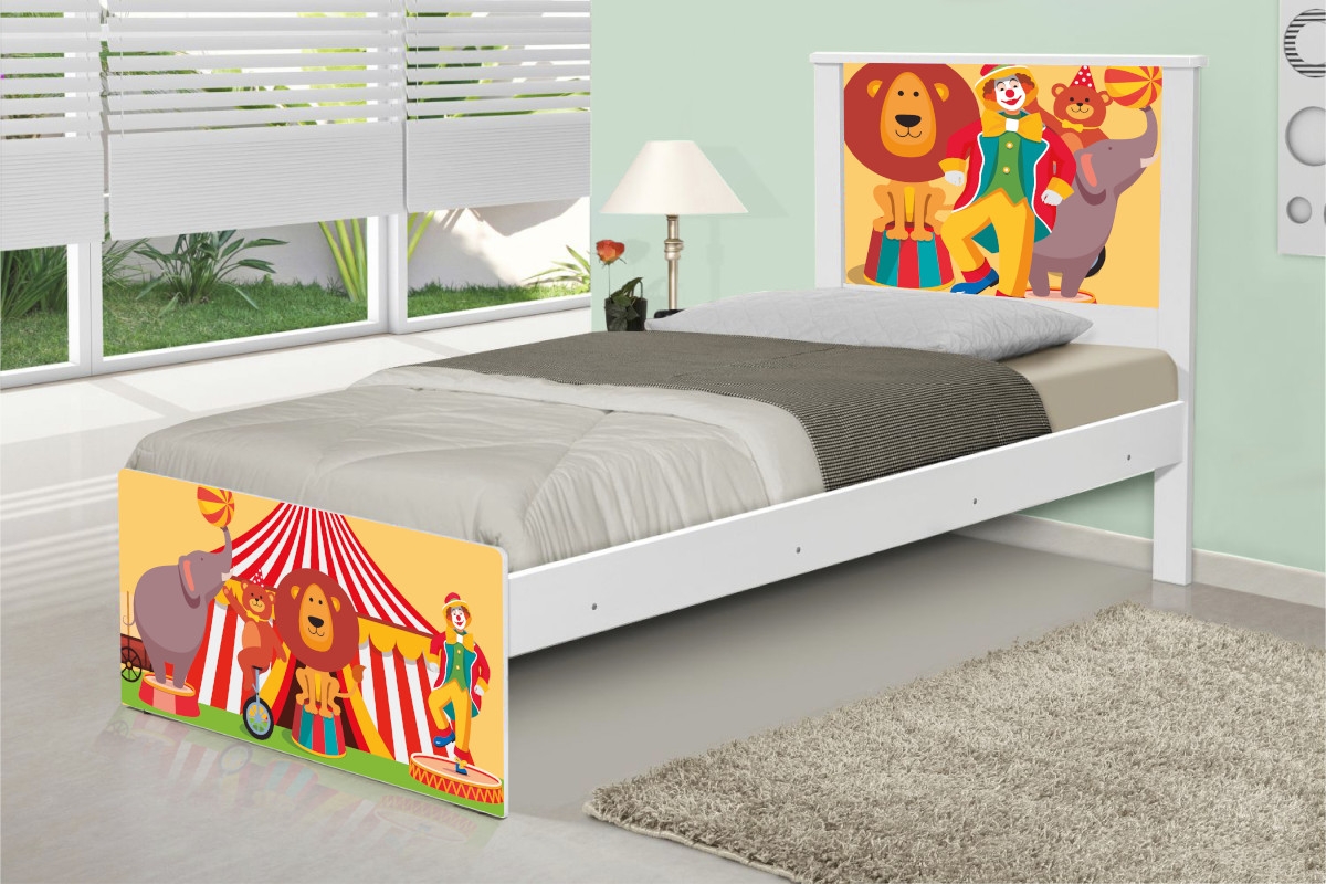 Cama Solteiro Adesivada Palhaço Circo com Colchão