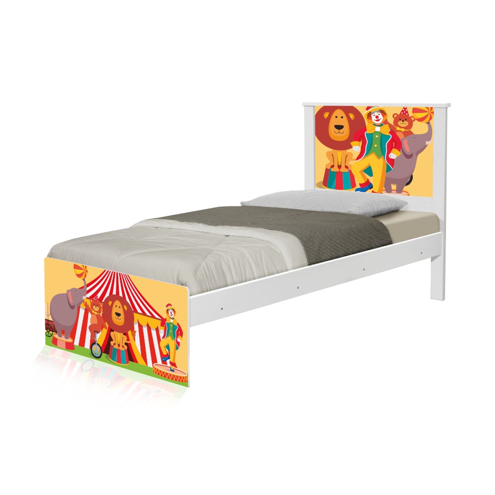 Cama Solteiro Adesivada Palhaço Circo com Colchão