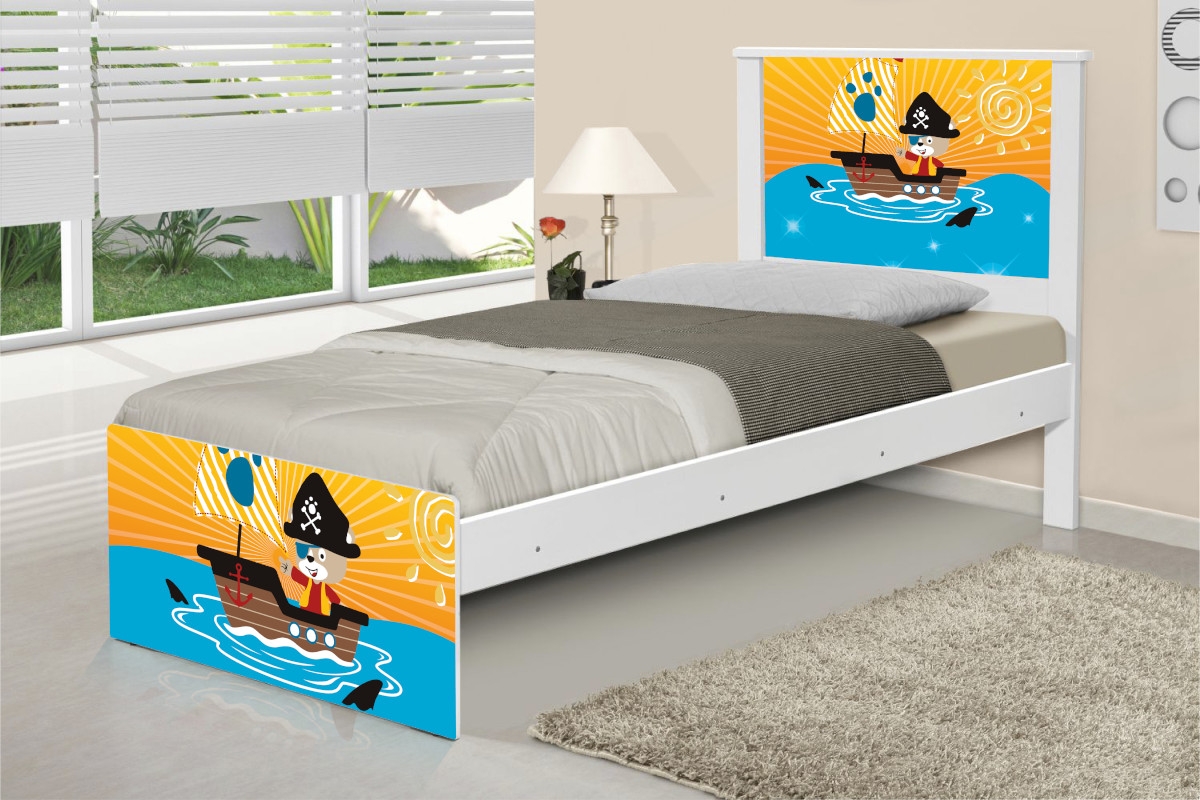 Cama Solteiro Adesivada Pirata