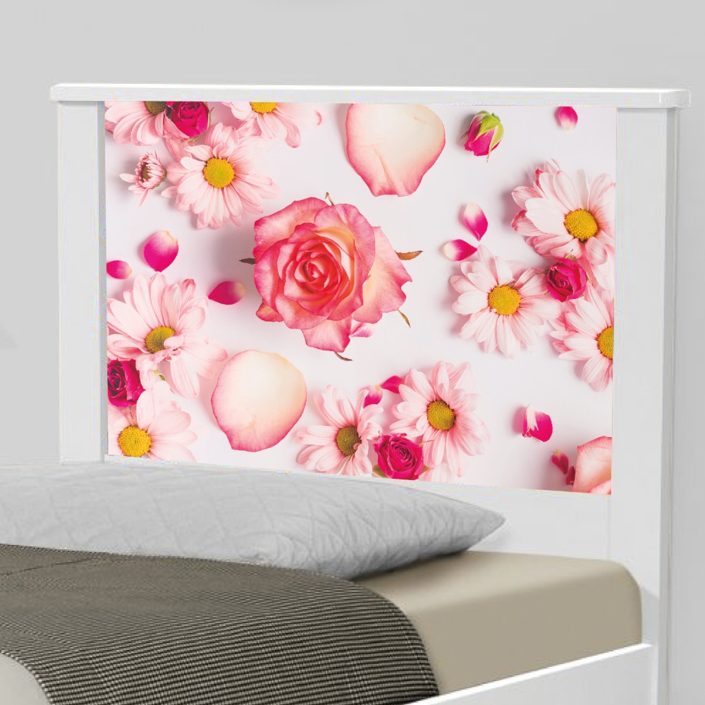 Cama Solteiro Adesivada Rosas com Colchão