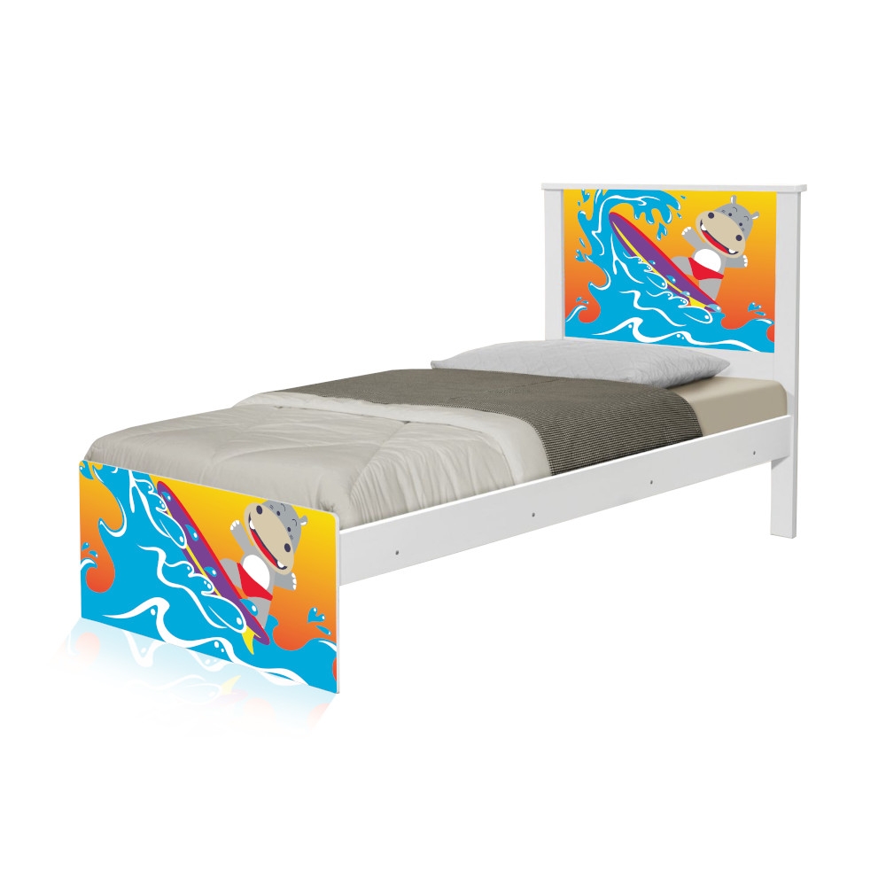 Cama Solteiro Adesivada Surfista com Colchão