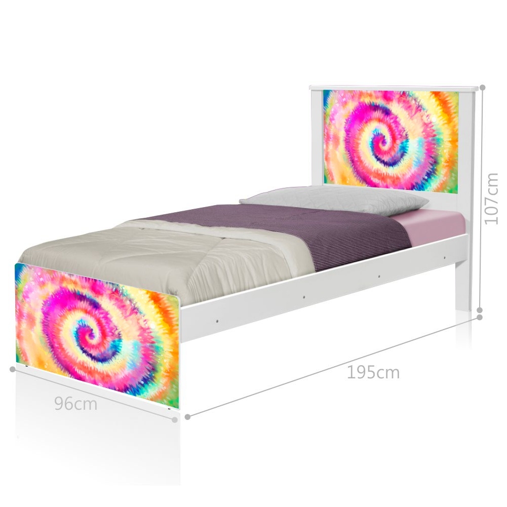 Cama Solteiro Adesivada Tie Dye com Colchão