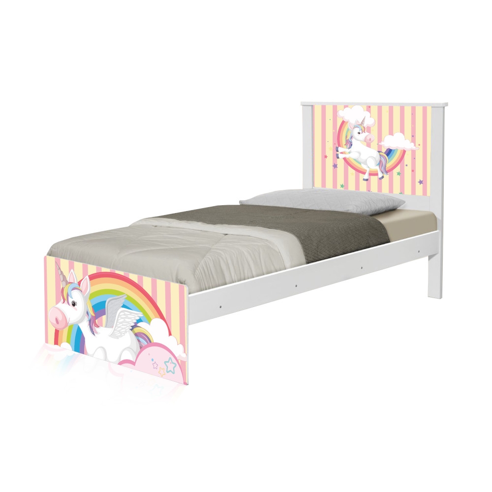 Cama Solteiro Adesivada Unicórnio Meigo
